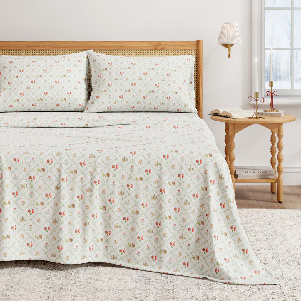 Turkish Cotton Flannel Sheet Set - Elevated Holiday Collection Holiday Lattice