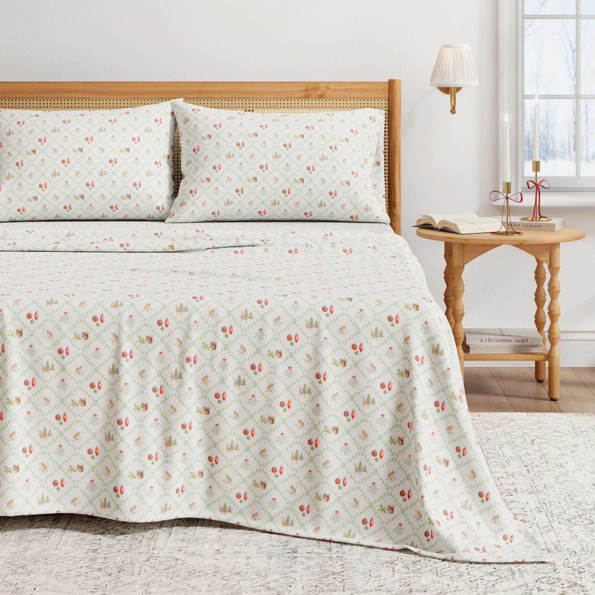 Turkish Cotton Flannel Sheet Set - Elevated Holiday Collection Holiday Lattice