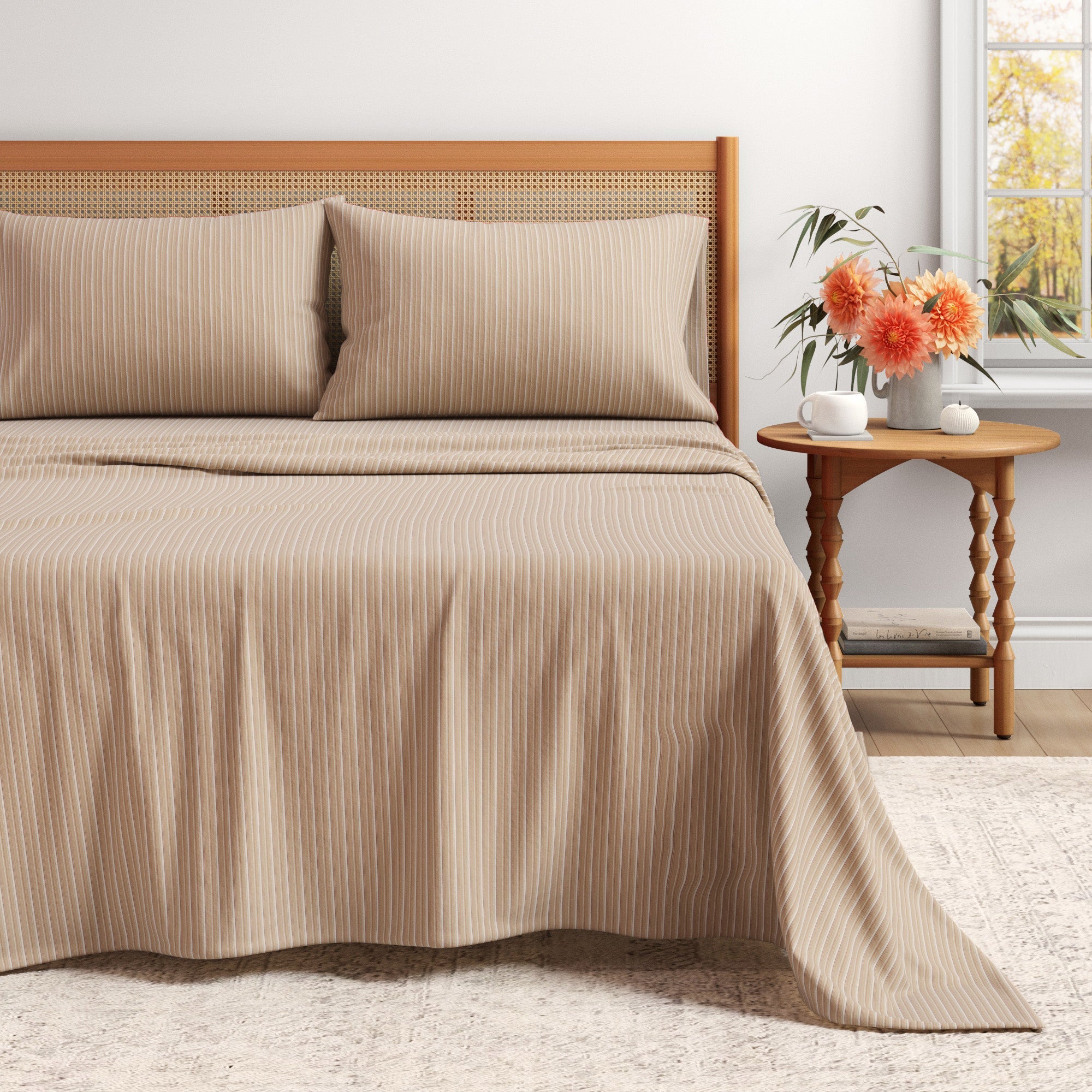 Turkish Cotton Flannel Sheet Set - Plaid & Stripe Collection Tonal Stripe