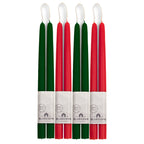 Classic Christmas Beeswax Taper Candle Bundle - Red & Moss Green