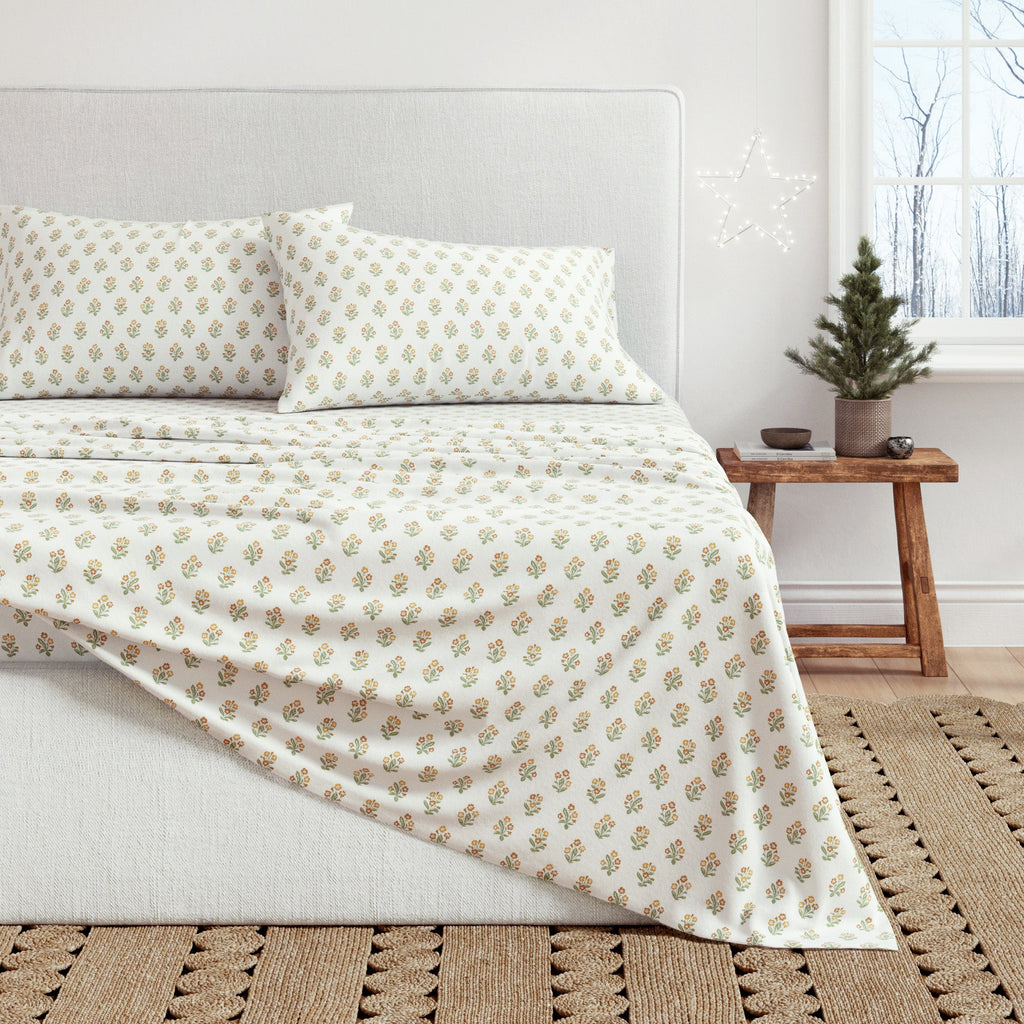 Turkish Cotton Flannel Sheet Set - Winter Floral Collection Flowerbuds