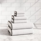 Cotton Border-Stitched 6-Piece Towel Set - Valery Collection