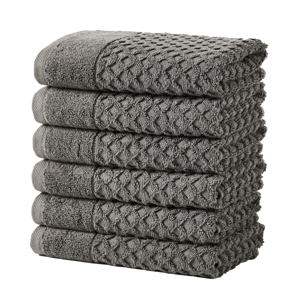 Cotton Diamond Waffle Weave Bath Towel Set - Grayson Collection Bath Sheet (Pack of 2) Dark Gray