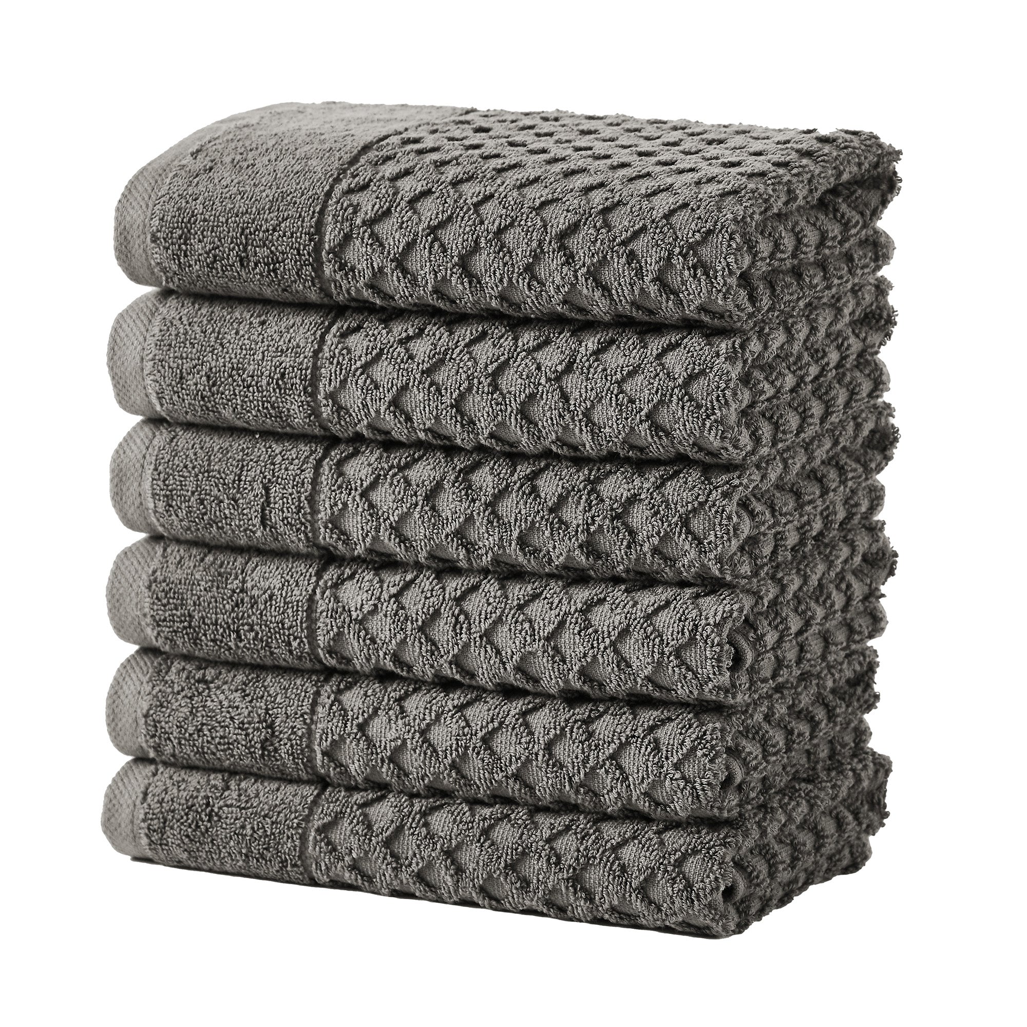 Cotton Diamond Waffle Weave Bath Towel Set - Grayson Collection Bath Sheet (Pack of 2) Dark Gray